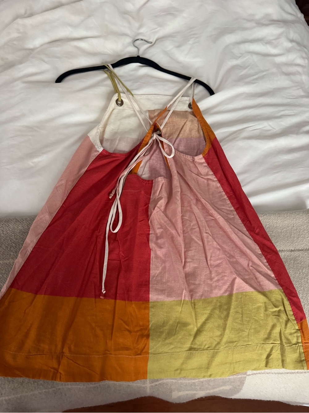 EUC Anthropologie Celandine Colorblock Linen Sundress in Red, Pink & Gold - Picture 4 of 5